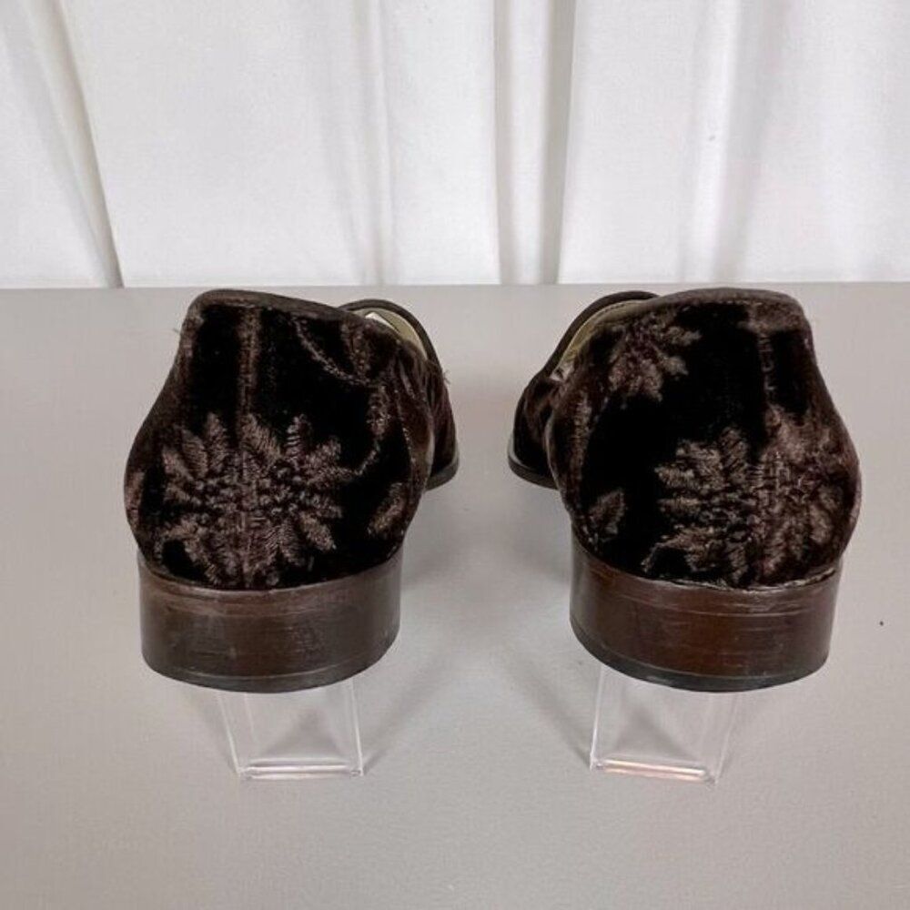 YVES SAINT LAURENT WOMENS BROWN SUEDE LOAFERS WITH EMBROIDERED DESIGN SIZE 7.5M - Picture 5 of 9